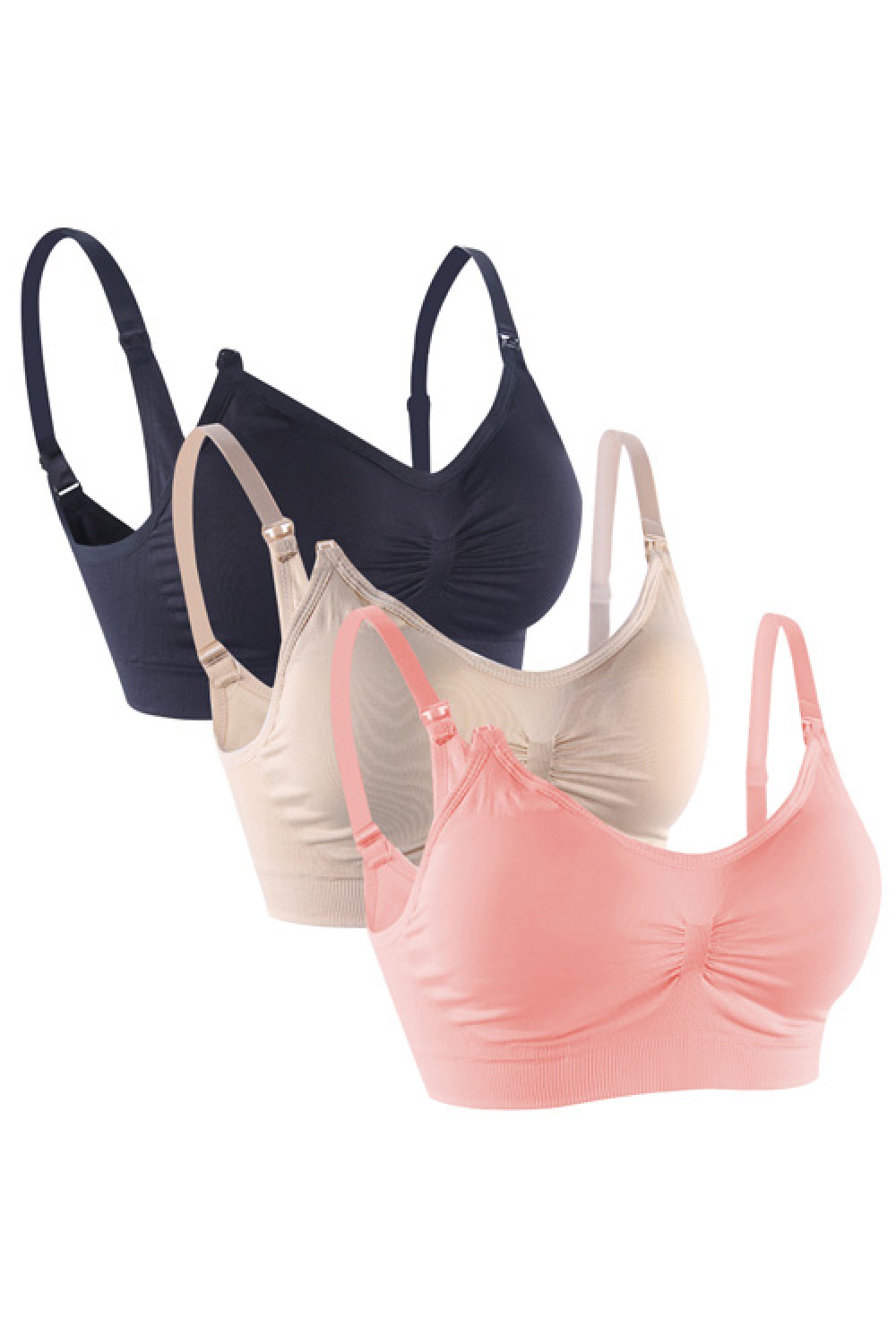 Multi-Colored 3PCS Breastfeeding Bra Non-Slip Straps